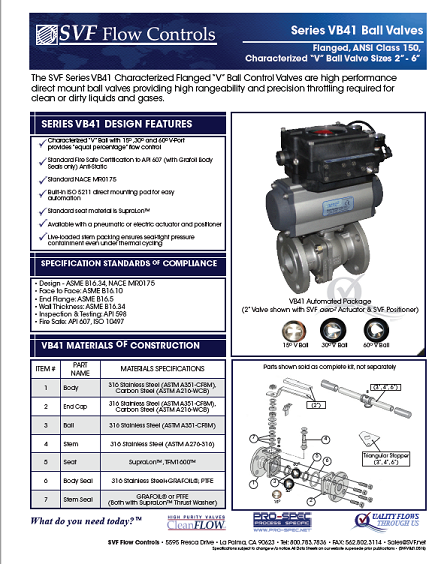 SVF Control Valves VB41 Ball Valve